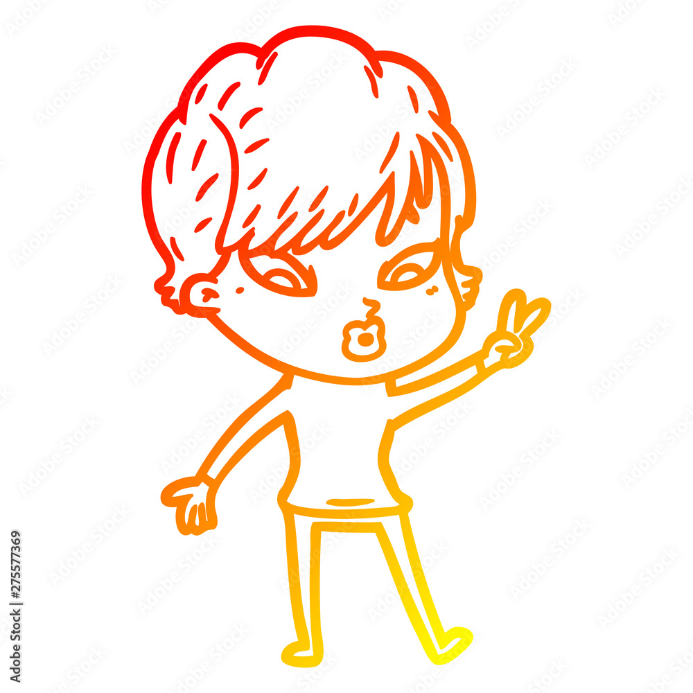 warm gradient line drawing cartoon woman warm gradient line drawing cartoon woman