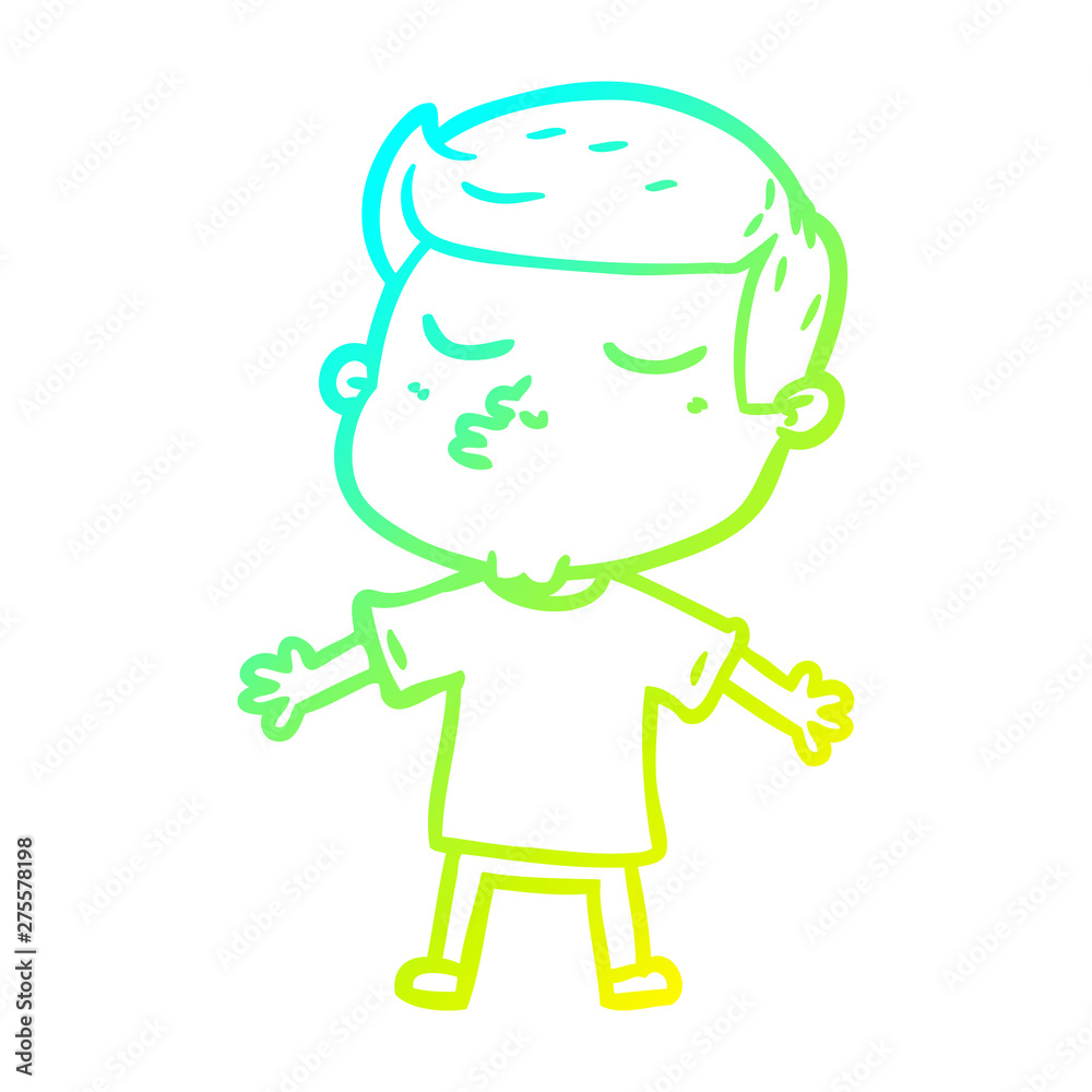 cold gradient line drawing cartoon model guy pouting