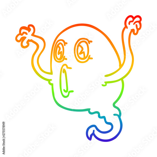 rainbow gradient line drawing spooky cartoon ghost