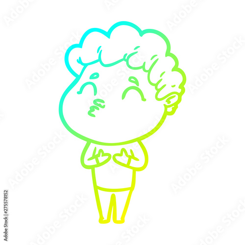 cold gradient line drawing cartoon man pouting