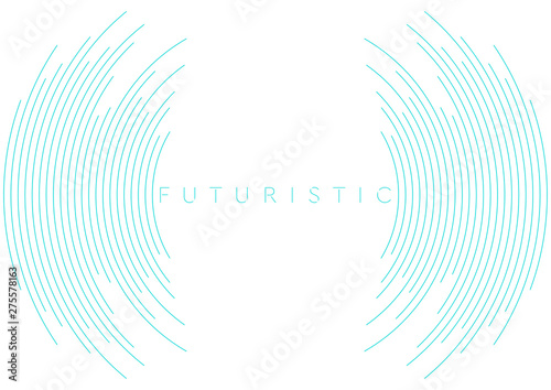 Blue circular lines abstract futuristic tech background photo