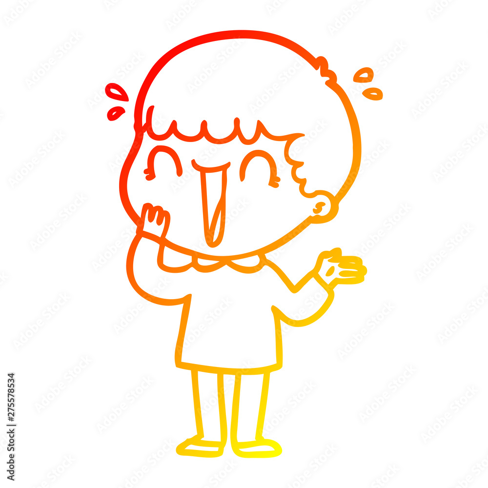 warm gradient line drawing laughing cartoon man warm gradient line drawing laughing cartoon man