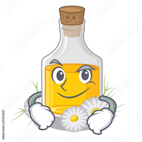 Smirking chamomile oil in the cartoon shape