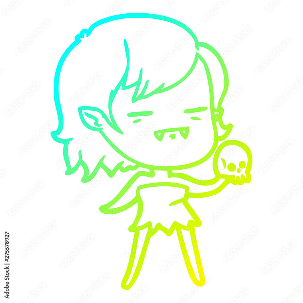 Obraz premium cold gradient line drawing cartoon undead vampire girl