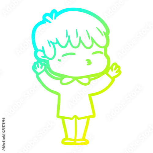 cold gradient line drawing cartoon curious boy