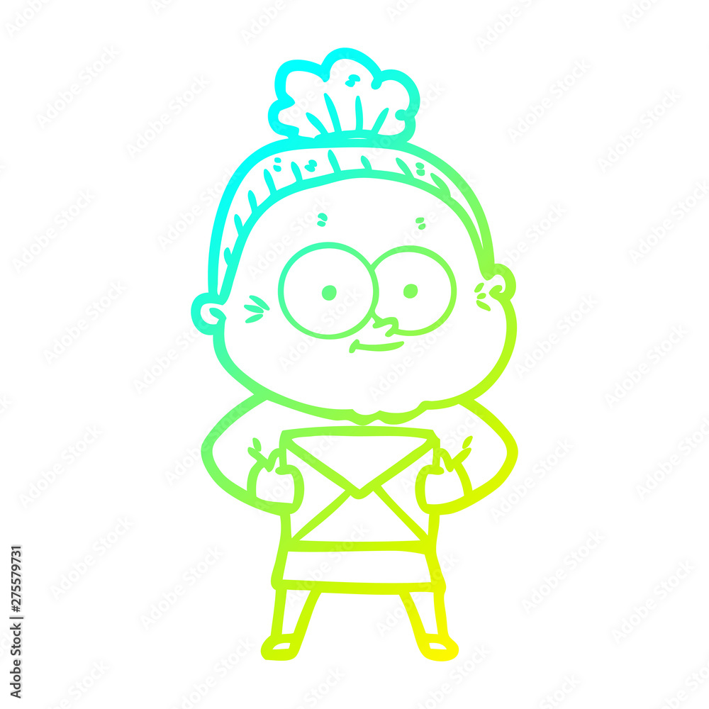 cold gradient line drawing cartoon happy old woman cold gradient line drawing cartoon happy old woman