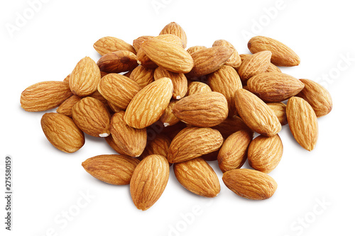 Almonds. Almond Kernels Isolated on White Background. Full Depth of Field   