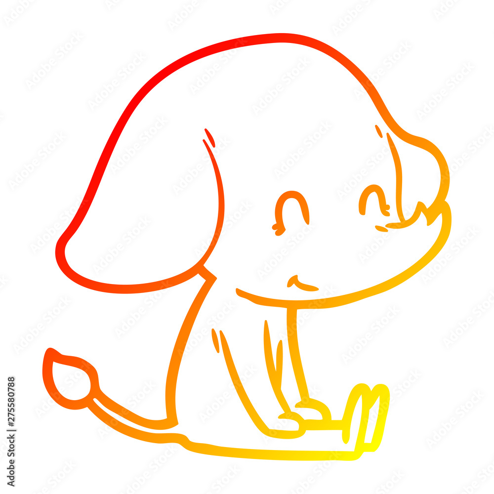 warm gradient line drawing cute cartoon elephant warm gradient line drawing cute cartoon elephant