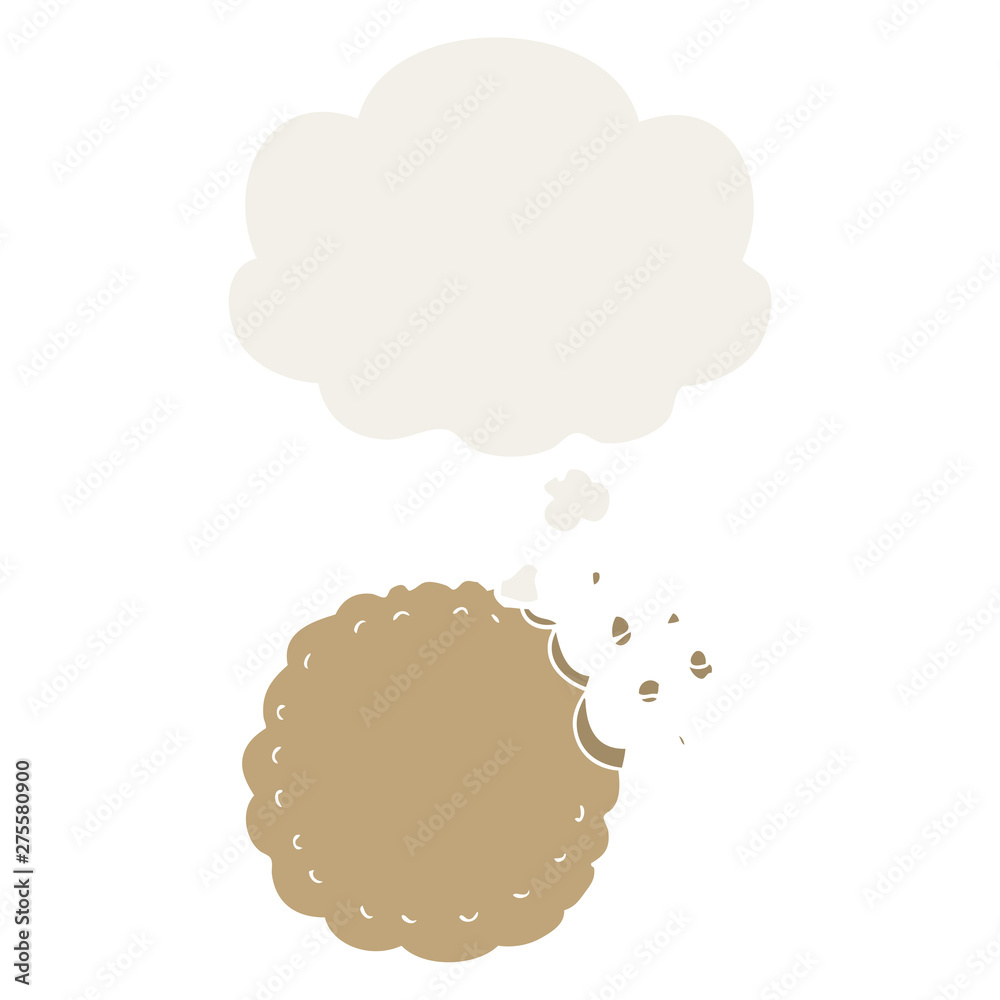 cartoon cookie and thought bubble in retro style cartoon cookie and thought bubble in retro style