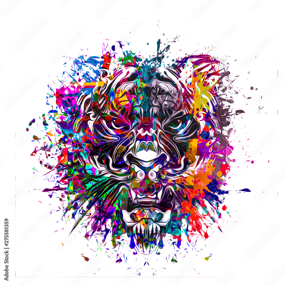 tiger  on colored creative mysterious background