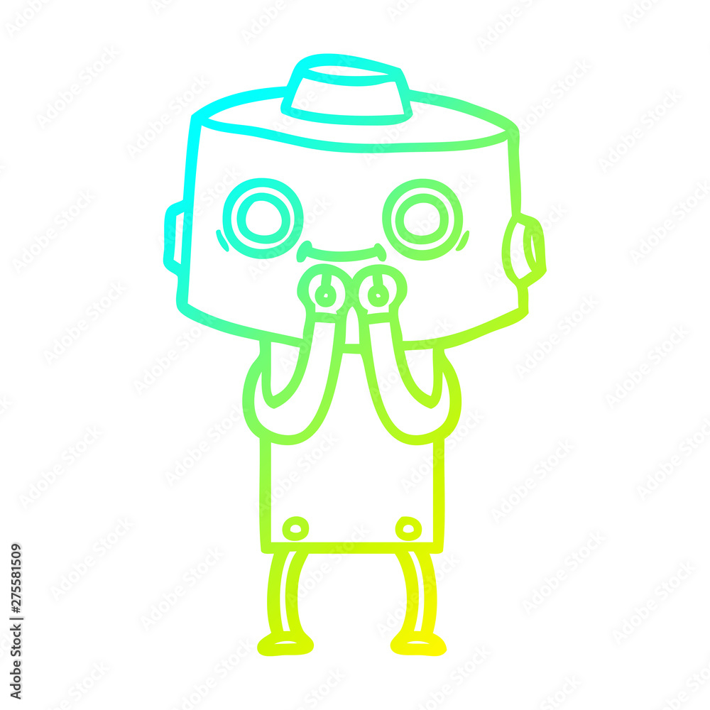 cold gradient line drawing cartoon robot