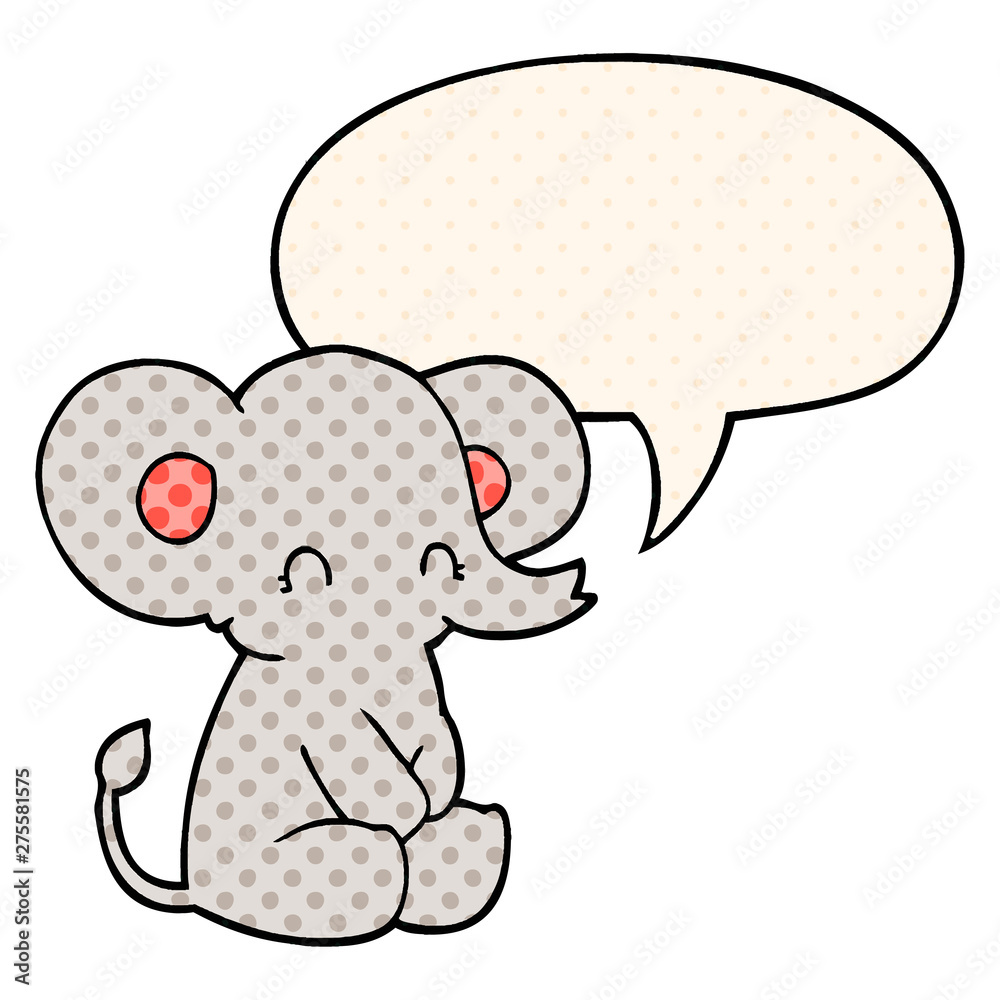 cute cartoon elephant and speech bubble in comic book style cute cartoon elephant and speech bubble in comic book style