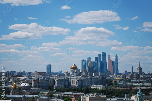 Panoramic view of modern part of Moscow  capital of Russia. Sunny day