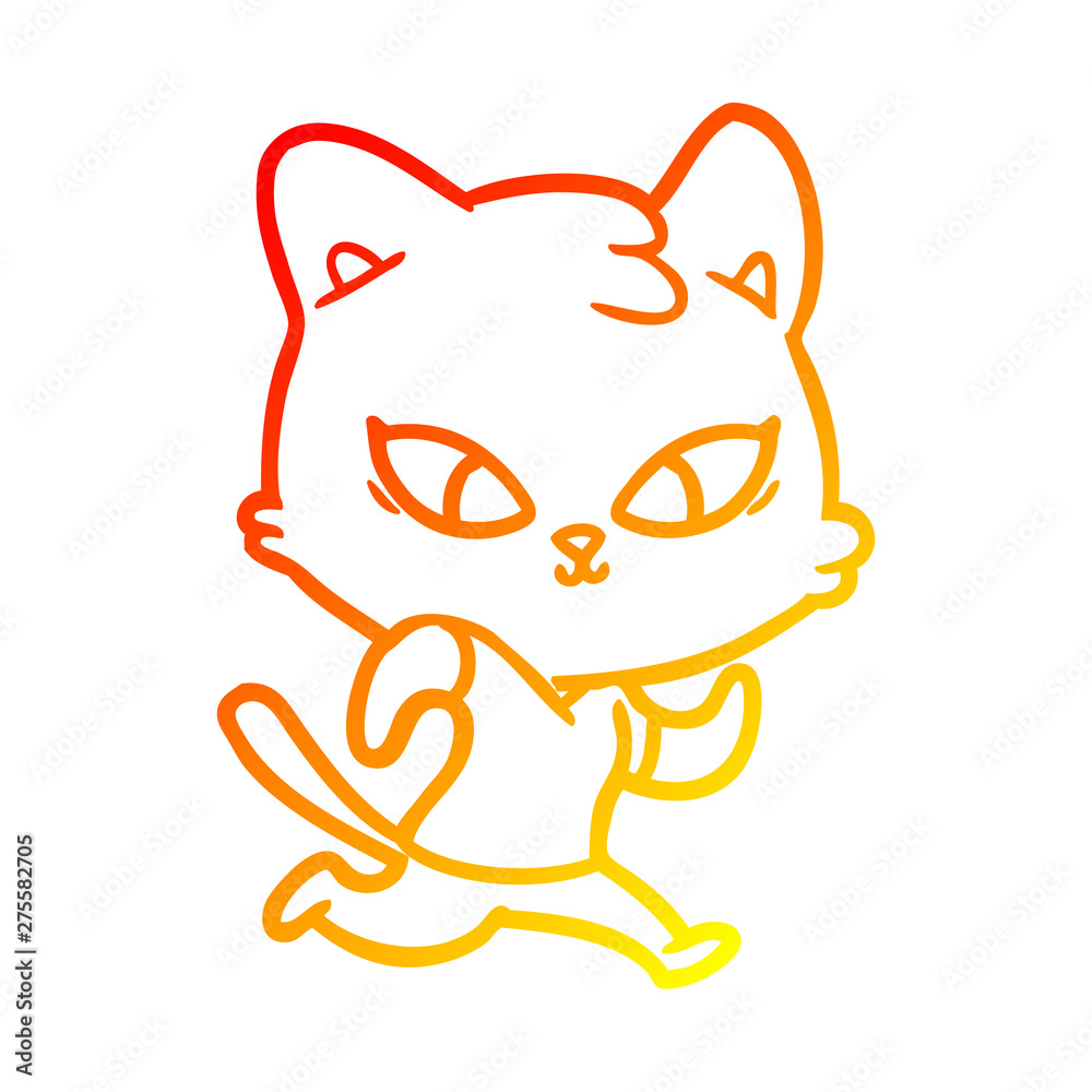 Obraz premium warm gradient line drawing cute cartoon cat