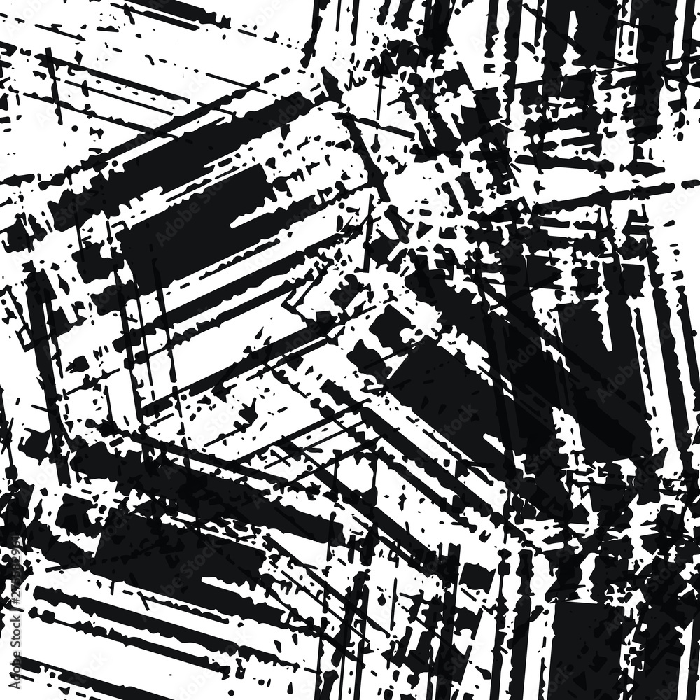 Grunge is black and white. Abstract seamless vector texture. Old worn surface in scratches.