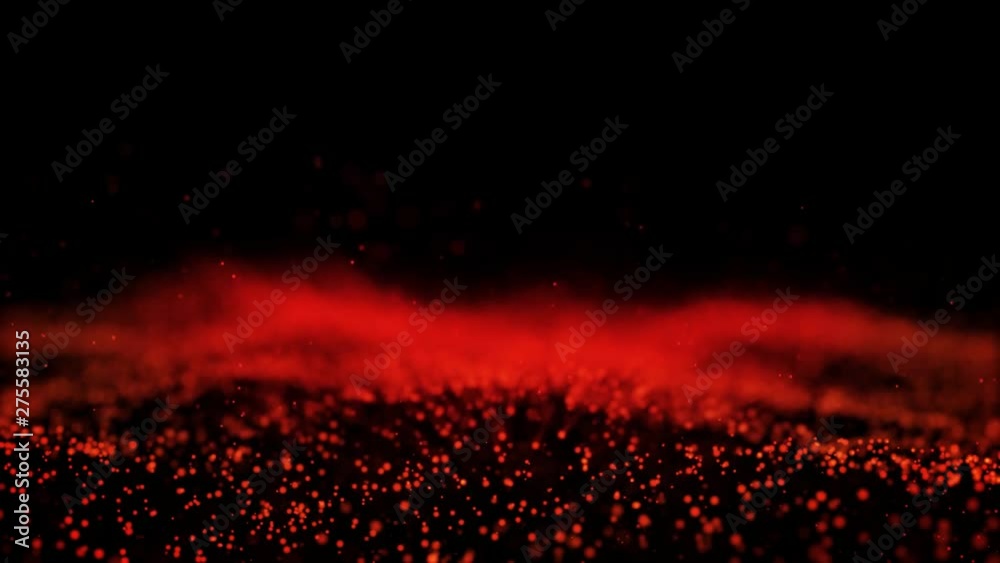 A wave motion background made of shining orange particles