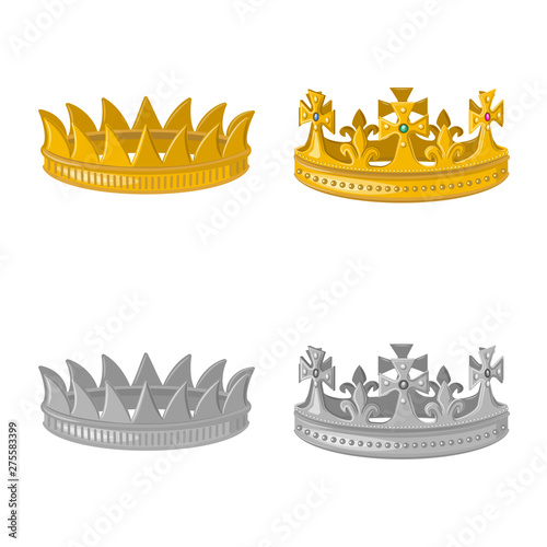 Vector illustration of medieval and nobility logo. Set of medieval and monarchy stock vector illustration.