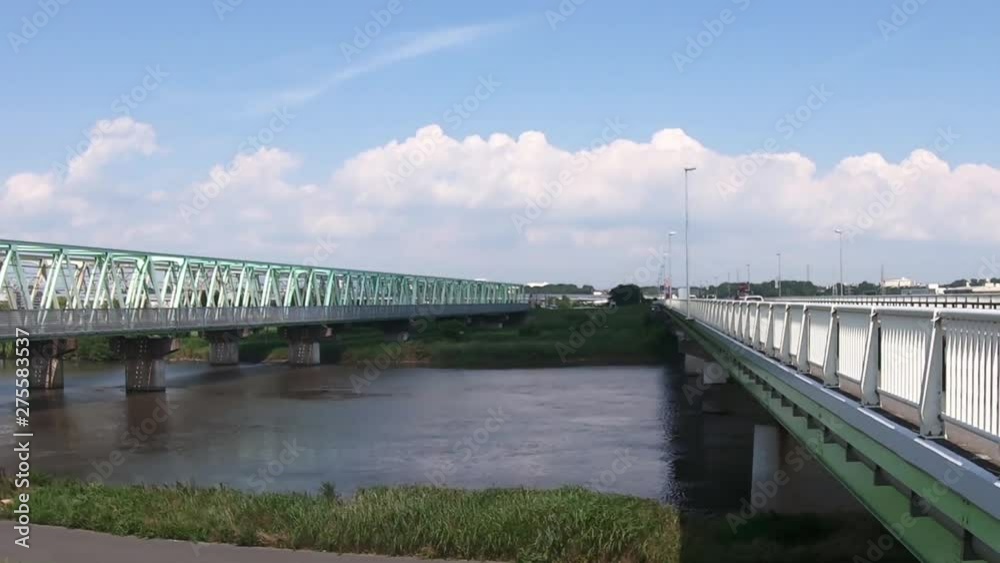 Landscape with a view of the bridge. Time-lapse shooting. Landscape with a view of the bridge. Time-lapse shooting.