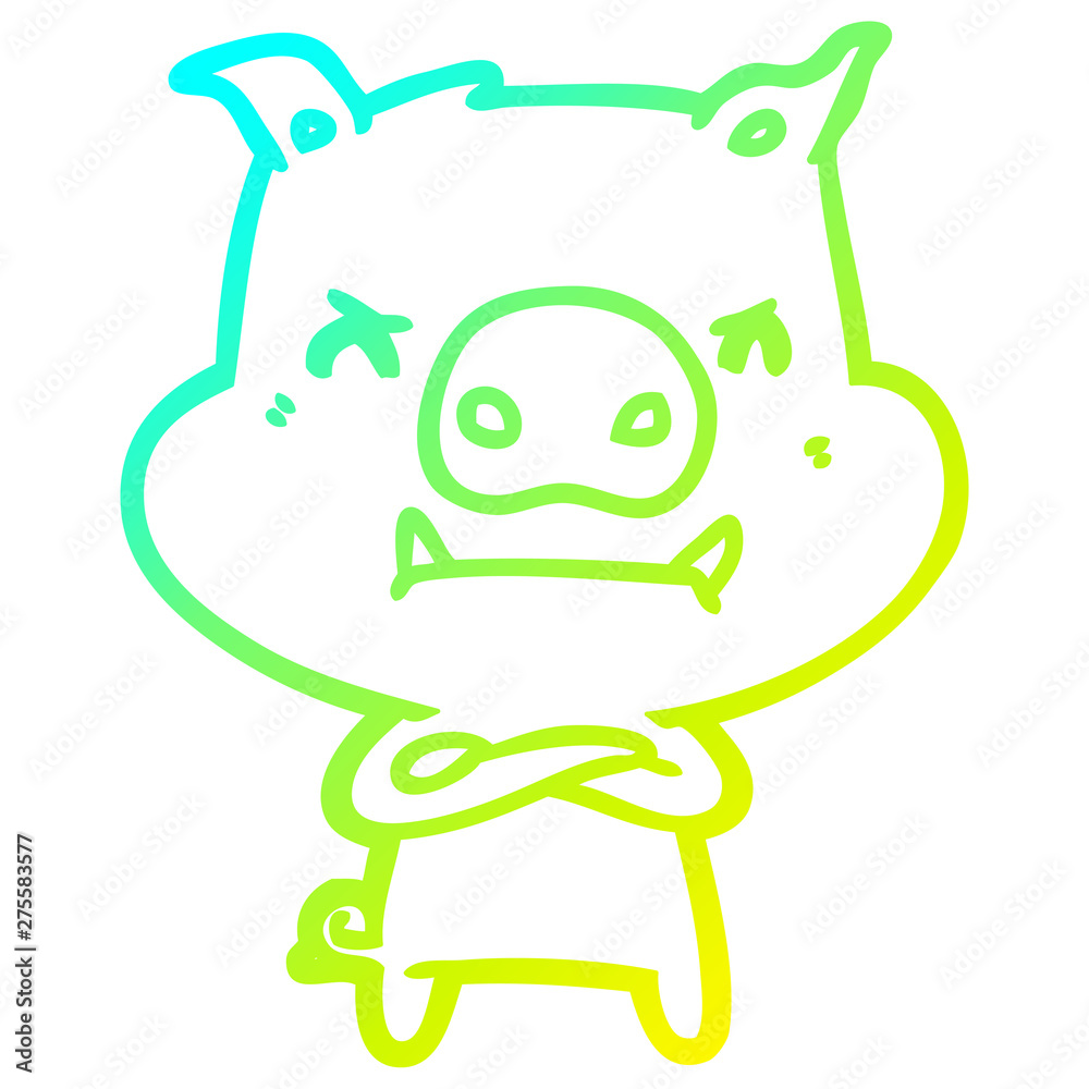cold gradient line drawing angry cartoon pig cold gradient line drawing angry cartoon pig