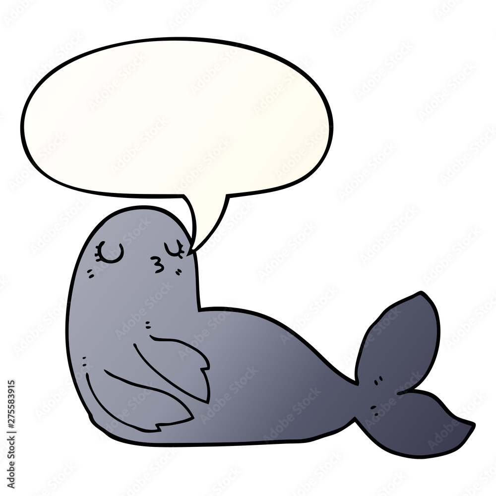 cartoon seal and speech bubble in smooth gradient style cartoon seal and speech bubble in smooth gradient style