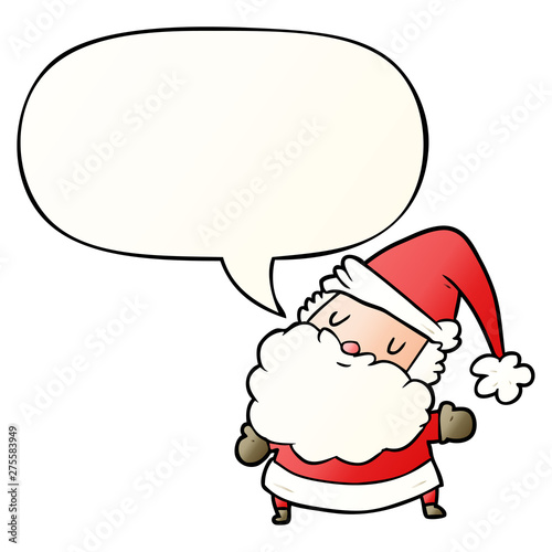 cartoon santa claus and speech bubble in smooth gradient style