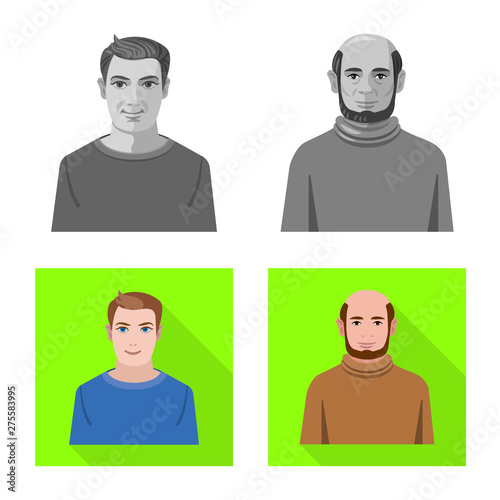 Isolated object of hairstyle and profession sign. Set of hairstyle and character vector icon for stock.