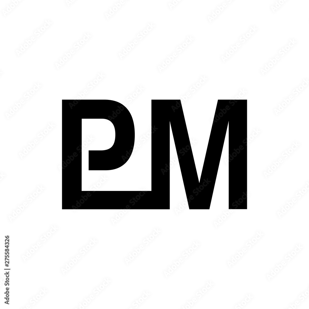 Black PM Initial Logo Icon Sign Black PM Initial Logo Icon Sign