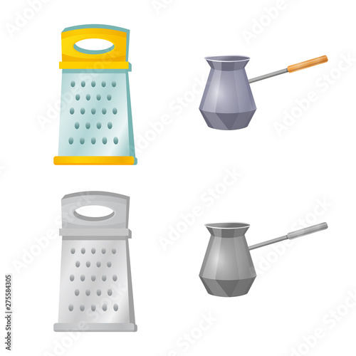 Vector illustration of kitchen and cook icon. Collection of kitchen and appliance vector icon for stock.