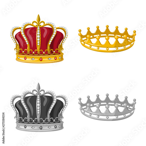 Vector illustration of medieval and nobility logo. Collection of medieval and monarchy stock symbol for web.