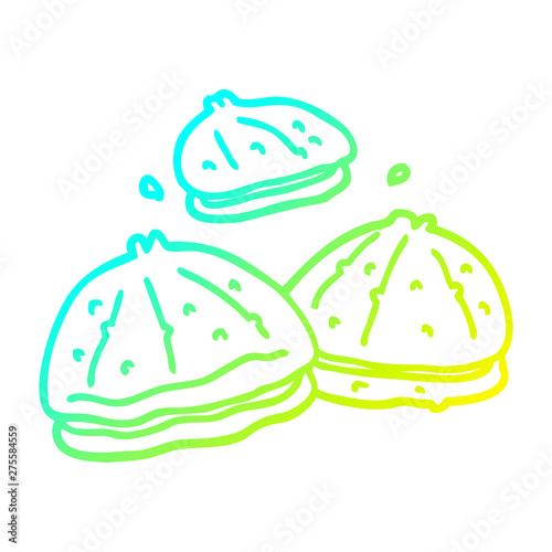 cold gradient line drawing cartoon fresh oysters