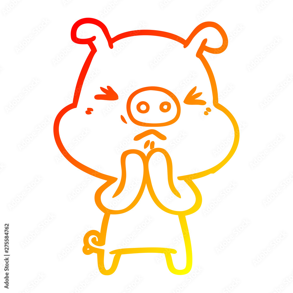 warm gradient line drawing cartoon grumpy pig warm gradient line drawing cartoon grumpy pig