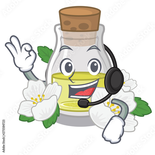 With headphone jasmine oil isolated in the cartoon