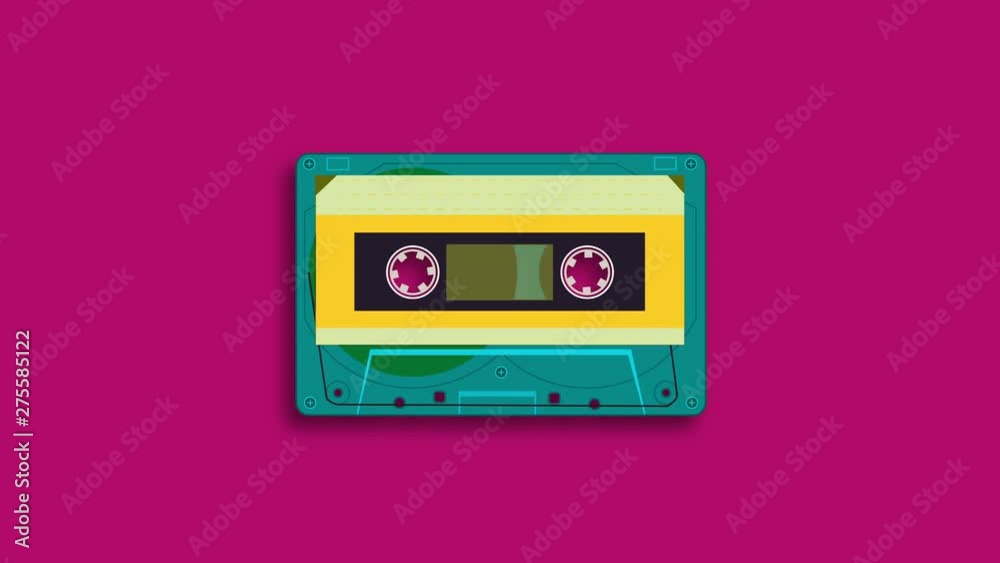 Audio cassette tape playing animation