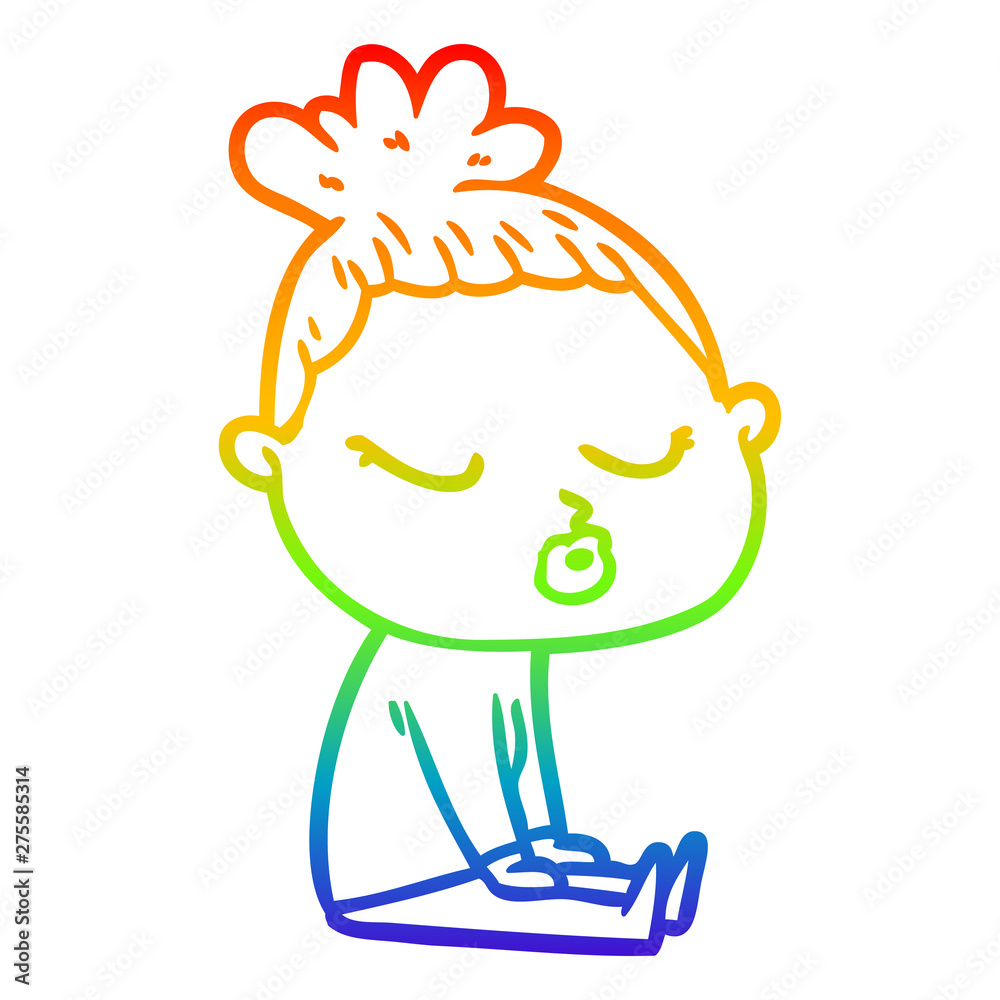 rainbow gradient line drawing cartoon calm woman rainbow gradient line drawing cartoon calm woman