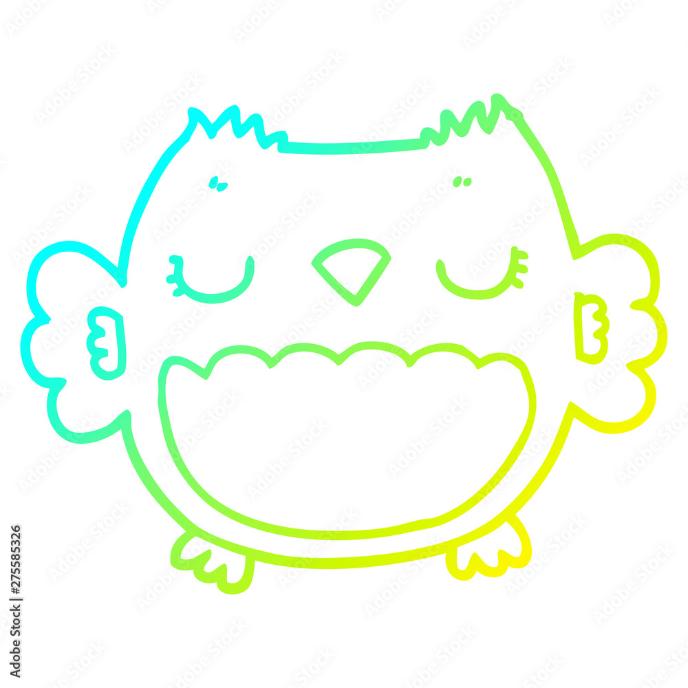 cold gradient line drawing cute cartoon owl