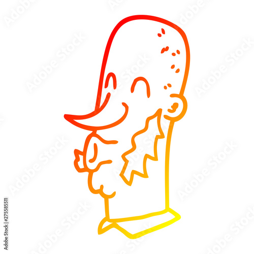 warm gradient line drawing cartoon man with muttonchop facial hair