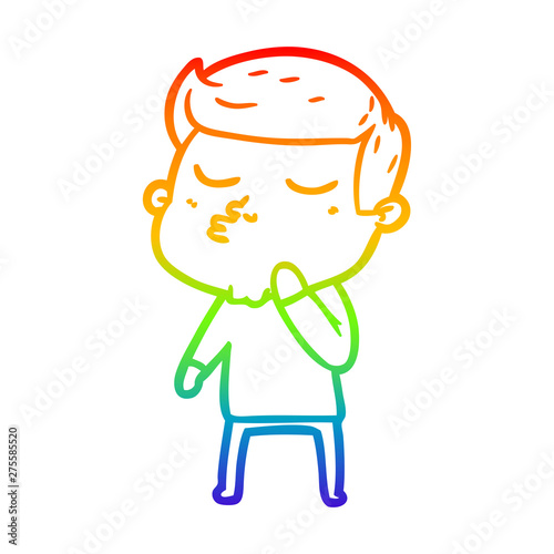 rainbow gradient line drawing cartoon model guy pouting