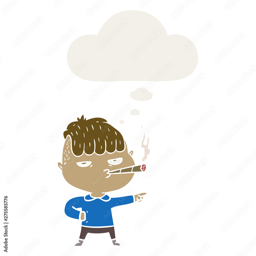 cartoon man smoking and thought bubble in retro style cartoon man smoking and thought bubble in retro style