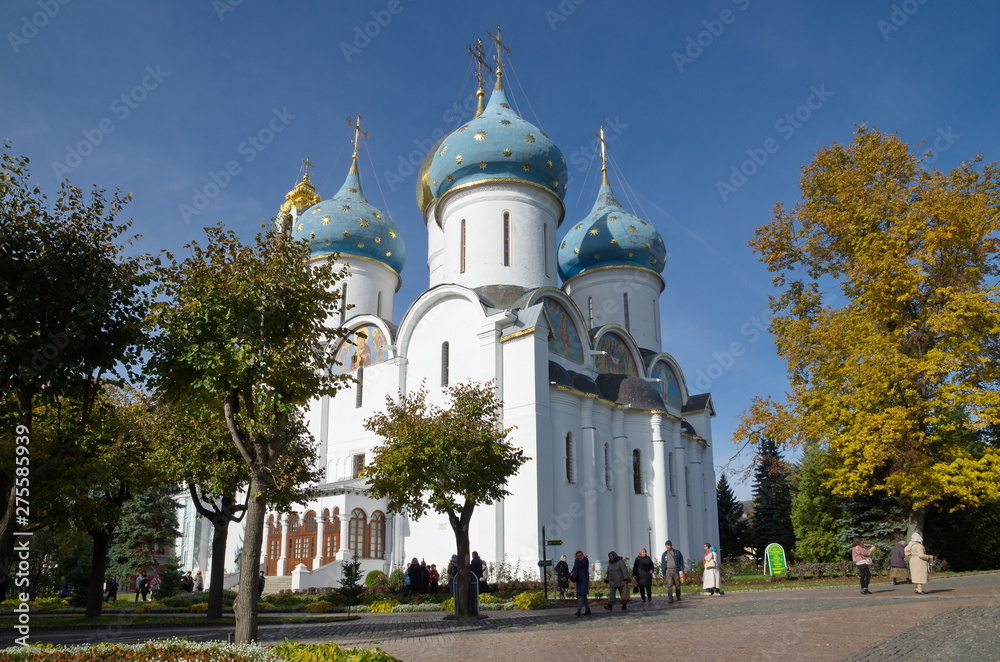 Sergiev Posad, Moscow region, Russia - October 9, 2018: Holy Trinity Lavra of St. Sergius. The Cathedral of the Assumption of the Blessed Virgin