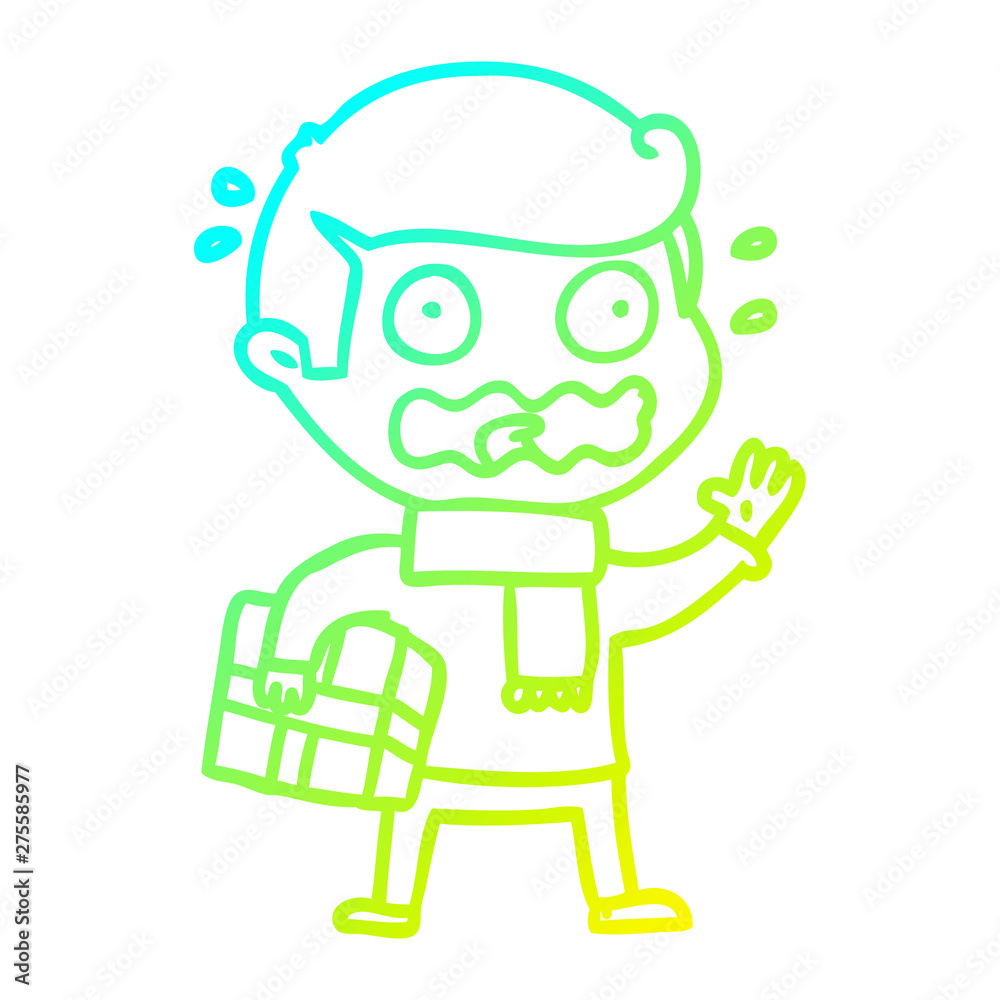 cold gradient line drawing cartoon man totally stressed out cold gradient line drawing cartoon man totally stressed out