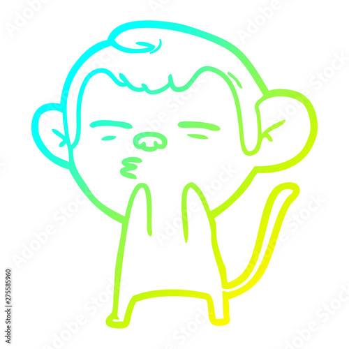 cold gradient line drawing cartoon suspicious monkey