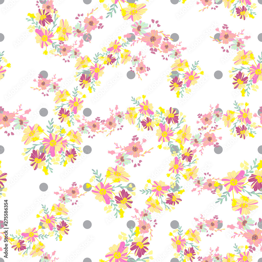 Minimalist flowers design. Seamless leaf pattern. Vector ditsy print illustration. Minimalist flowers design. Seamless leaf pattern. Vector ditsy print illustration.