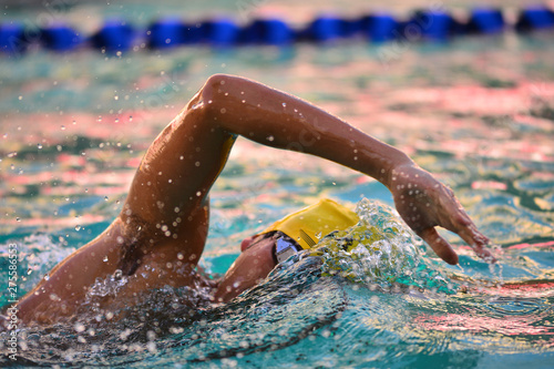 close up of swimmer in swimming pool