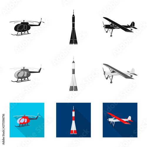Isolated object of plane and transport sign. Collection of plane and sky stock vector illustration.