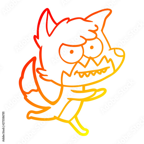 warm gradient line drawing cartoon grinning fox