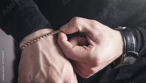 Obraz na płótnie Man with a expensive bracelet. Fashion accessories and jewelry