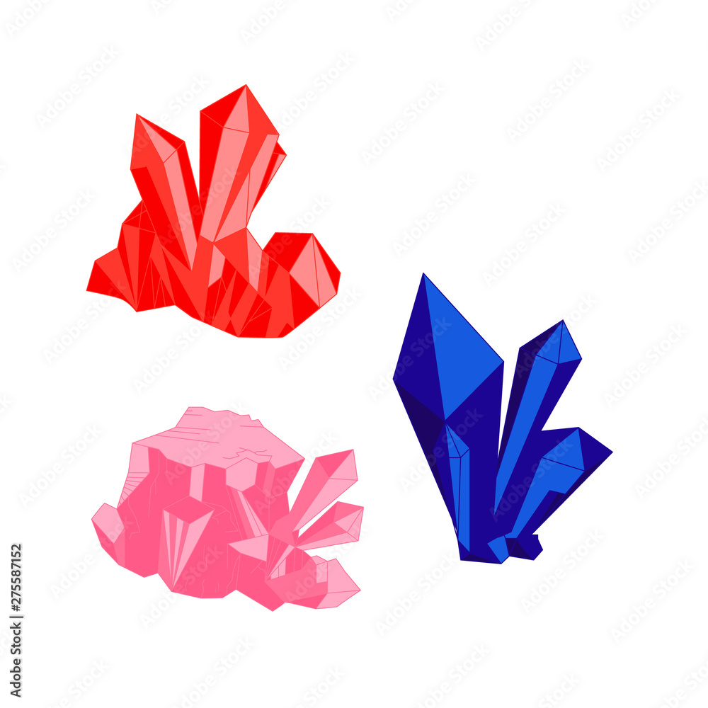 simple colorful set of some crystals. digital interface style. simple colorful set of some crystals. digital interface style.