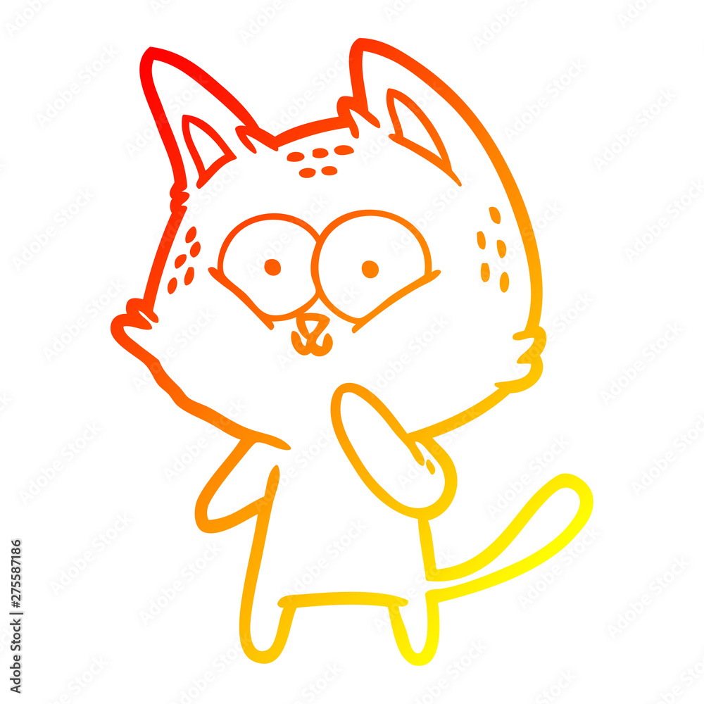 Obraz premium warm gradient line drawing cartoon cat considering