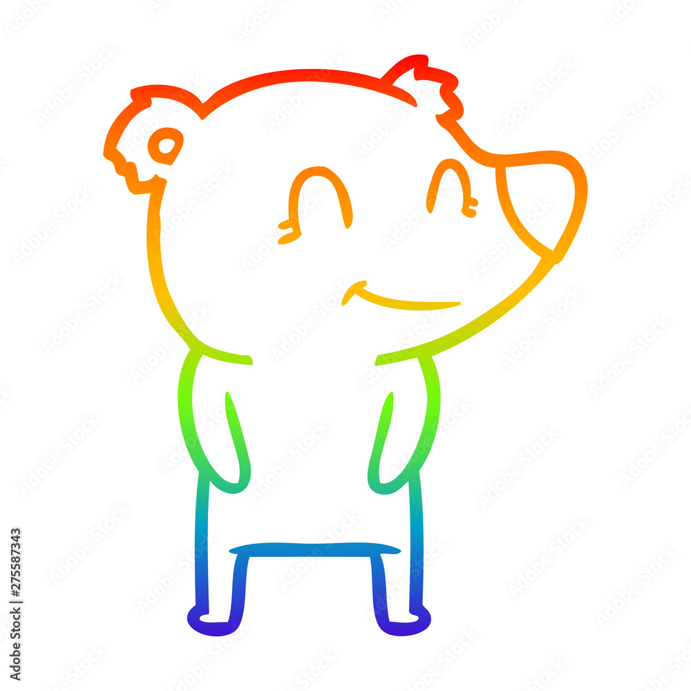 rainbow gradient line drawing friendly bear cartoon rainbow gradient line drawing friendly bear cartoon