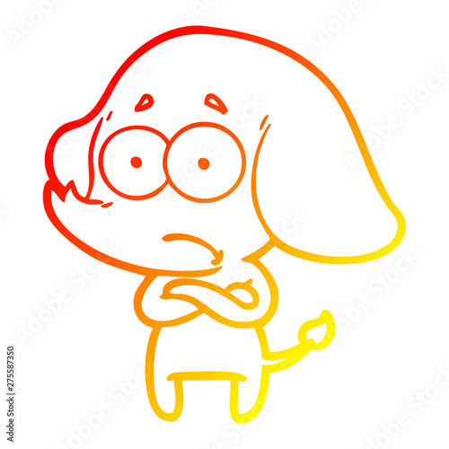 warm gradient line drawing cartoon unsure elephant